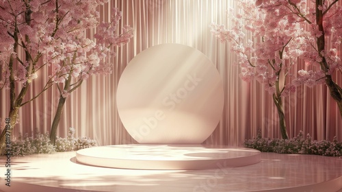 Capture the essence of elegance with a stunning front view of the Beauty Pageant Podium against a dazzling Stage Background.