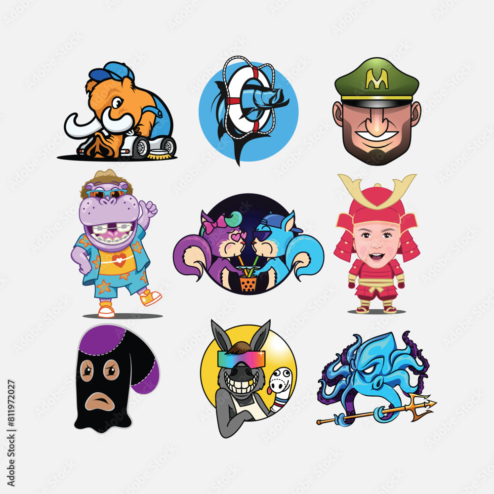 Obraz premium Variuos Characters logo and icons vol 2