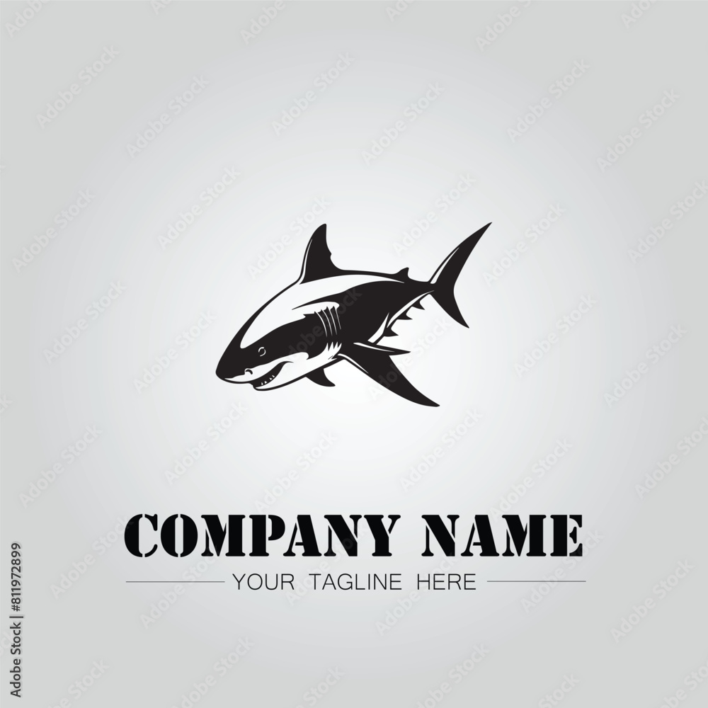 Shark silhouette illustration design for company logo vector image on the white background Shark silhouette illustration design for company logo vector image on the white background