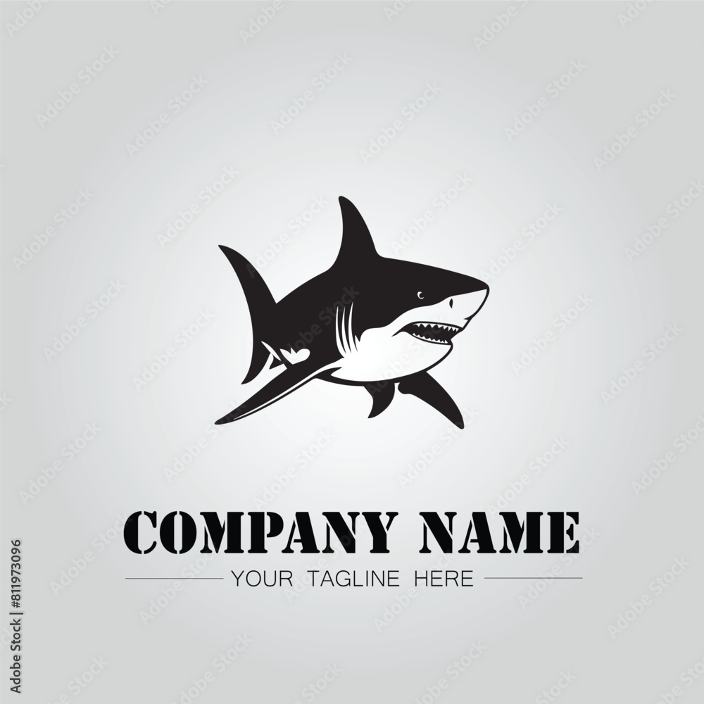 Shark silhouette illustration design for company logo vector image on the white background Shark silhouette illustration design for company logo vector image on the white background