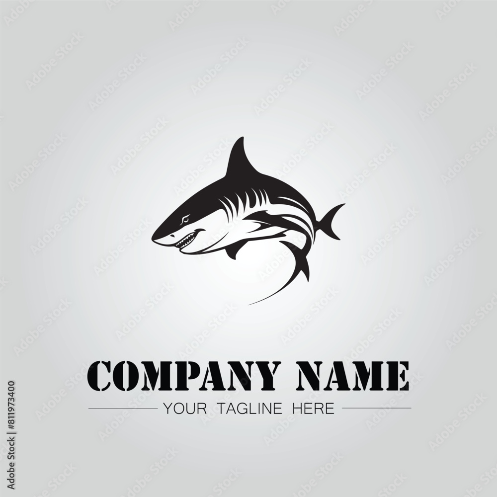 Shark silhouette illustration design for company logo vector image on the white background Shark silhouette illustration design for company logo vector image on the white background