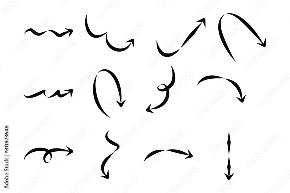 Abstract Arrow Direction Shape Curved Line Pictogram Symbol Visual Illustration Set Abstract Arrow Direction Shape Curved Line Pictogram Symbol Visual Illustration Set