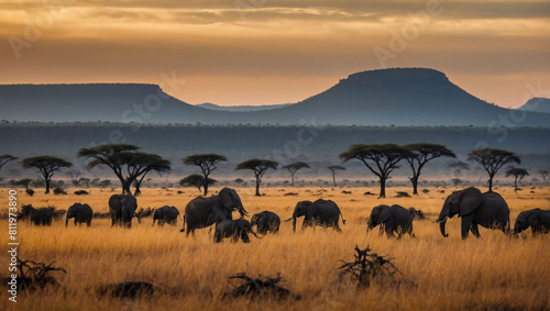 Savanna Majesty  Mountain in African national park.