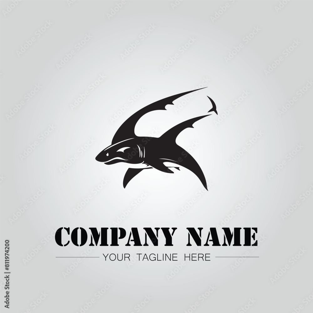 Shark silhouette illustration design for company logo vector image on the white background Shark silhouette illustration design for company logo vector image on the white background
