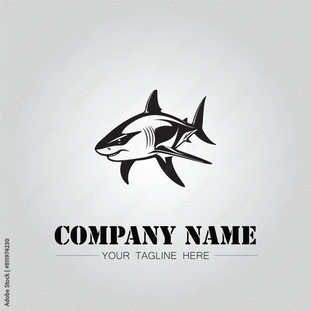 Shark silhouette illustration design for company logo vector image on the white background Shark silhouette illustration design for company logo vector image on the white background