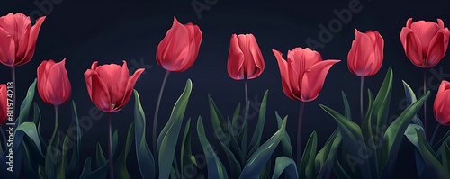 illustration of tulip flower on a dark background #811974218