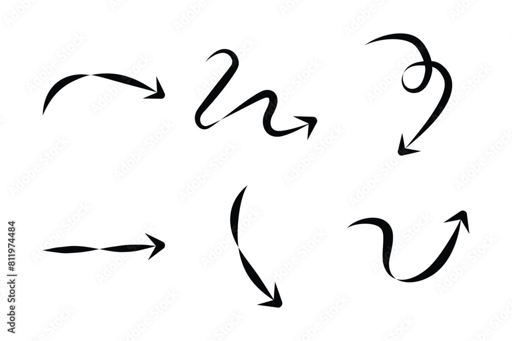 Abstract Arrow Direction Shape Curved Line Pictogram Symbol Visual Illustration Set Abstract Arrow Direction Shape Curved Line Pictogram Symbol Visual Illustration Set
