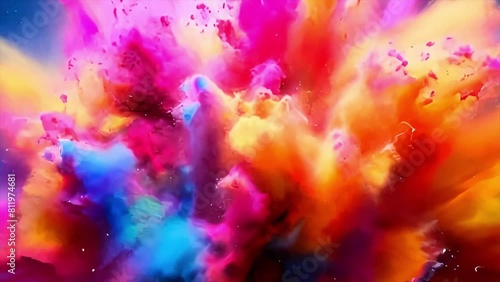A slow motion video of a color explosion  photo