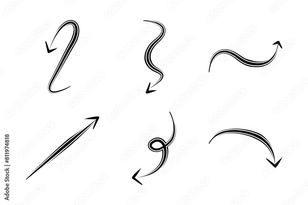Double Arrow Direction Shape Curved Line Pictogram Symbol Visual Illustration Set Double Arrow Direction Shape Curved Line Pictogram Symbol Visual Illustration Set
