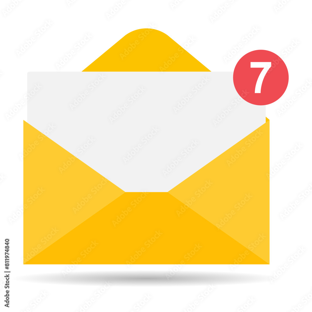 Email business icon shadow, flat web client message sign, mail app vector illustration Email business icon shadow, flat web client message sign, mail app vector illustration