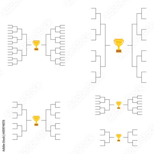 Set of Bracket sport tournament, blank elimination event sign, playoff match vector illustration
