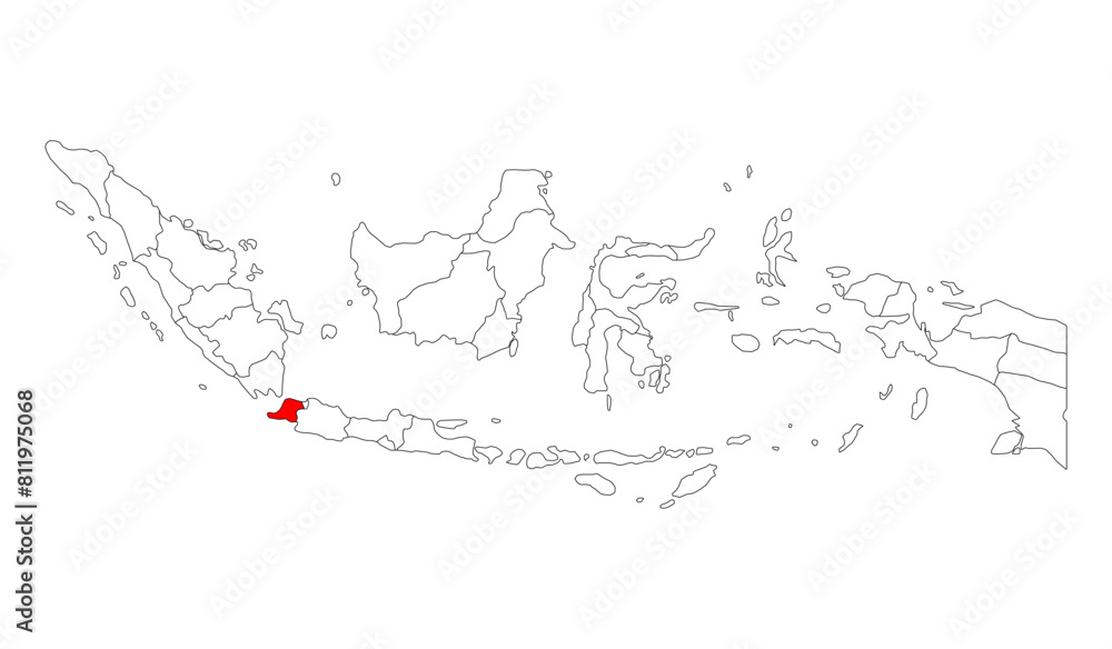 Obraz premium Indonesia detailed Banten map shape, Flat web graphic concept icon symbol vector illustration