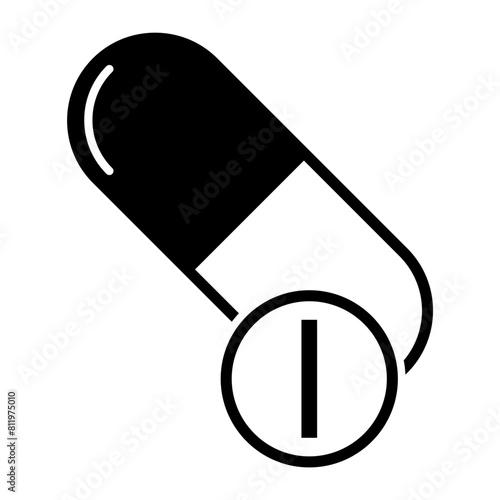 Mineral I icon, healthy medicine pill supplement symbol, complex vitamin vector illustration