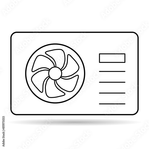Heat pump air source shadow icon, cooling electric system machine, cool web vector illustration
