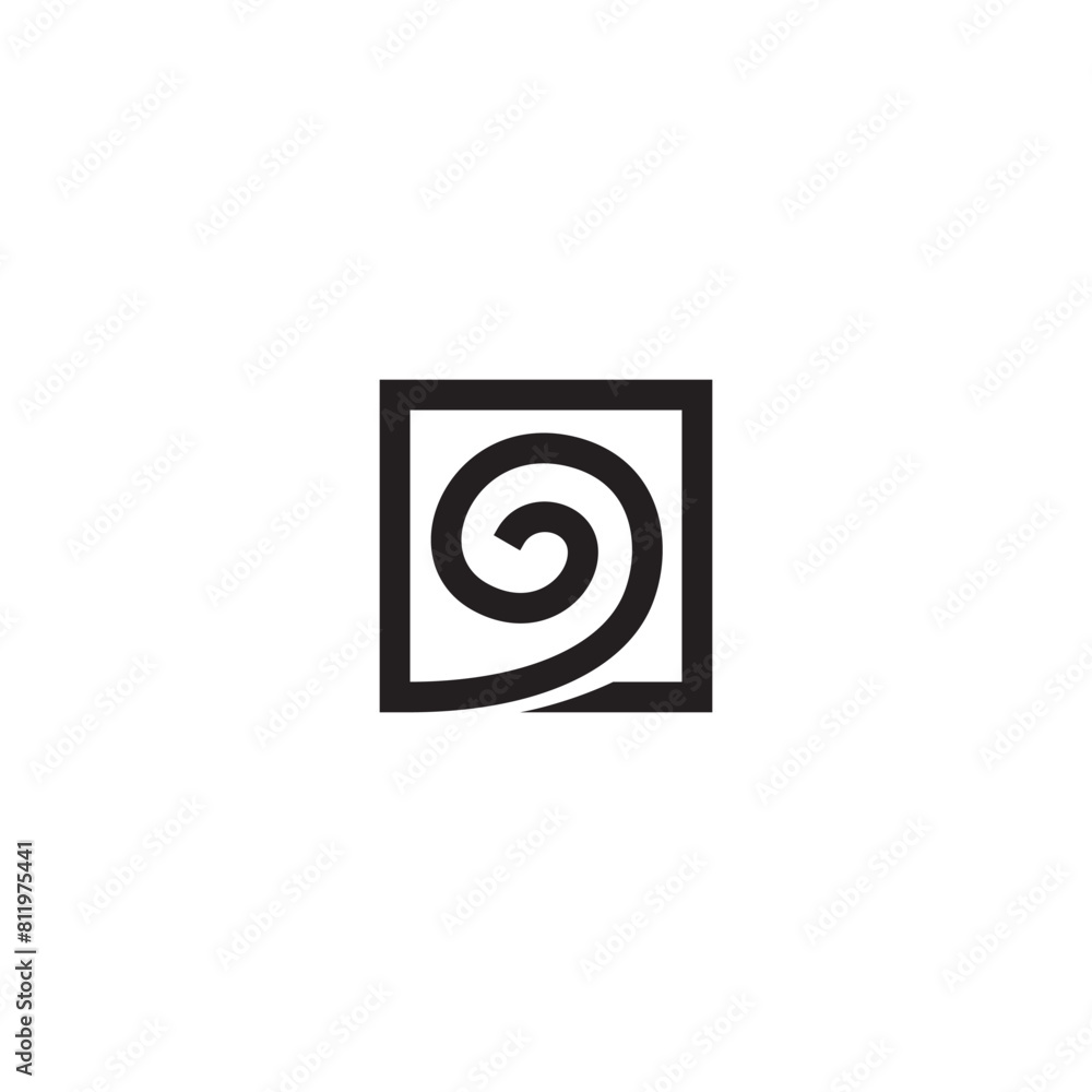 Square and Spiral, Wave or Wind logo or icon design Square and Spiral, Wave or Wind logo or icon design