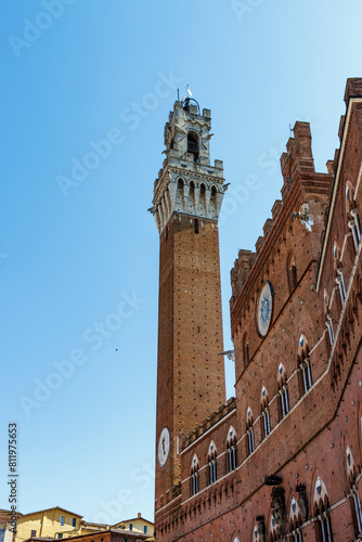 Facade of the city hall of Siena, Tuscany, Italy, Europe