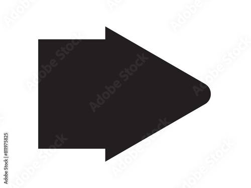Wide, bold arrow pointing sharply to the right. Sleek black directional symbol isolated on a clean white background in eps 10.