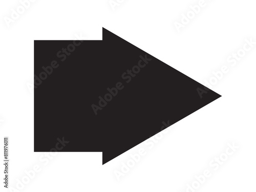 Wide, bold arrow pointing sharply to the right. Sleek black directional symbol isolated on a clean white background in eps 10.