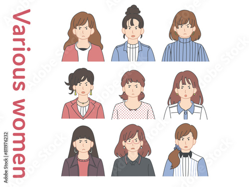20代30代女性ビジネスアイコン集