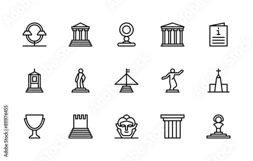 Museum vector linear icons set. Collection contains such icons as antiques, archeology, relics, excursion and more.