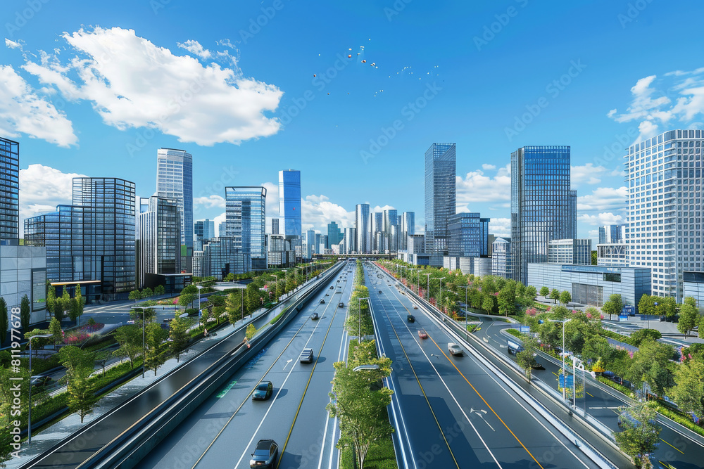 An artist 's impression of a highway going through a city