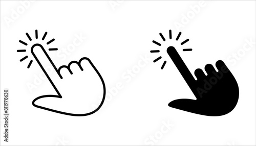 Hand click icon set. pointer icon vector. touch screen symbol on white background 