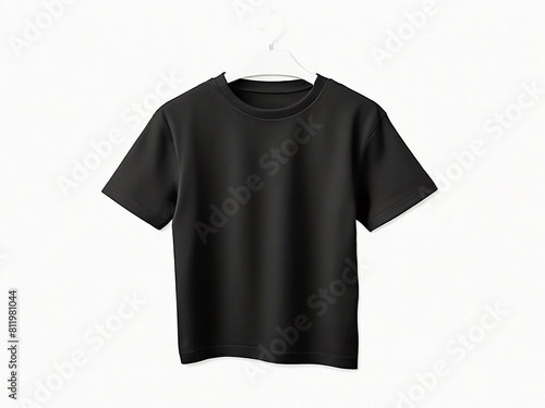 Blank black t-shirt hanger isolated on white background