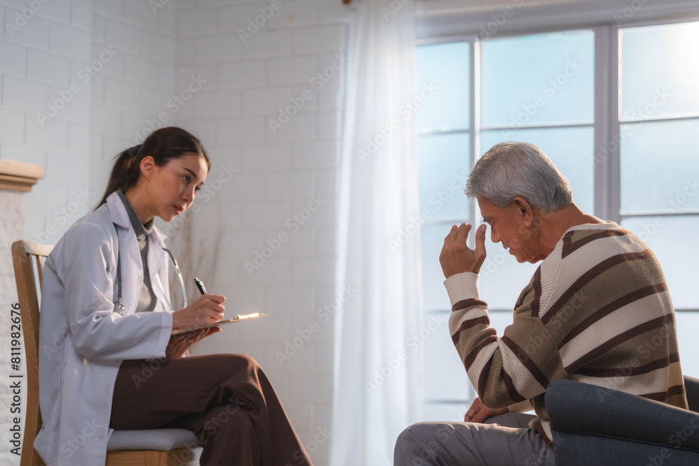Senior Woman Receives Medical Advice and Treatment from a Doctor in a Hospital: Health Care Professionals Provide Help and Care to Elderly Patients with Insurance in a Clinical Setting Senior Woman Receives Medical Advice and Treatment from a Doctor in a Hospital: Health Care Professionals Provide Help and Care to Elderly Patients with Insurance in a Clinical Setting