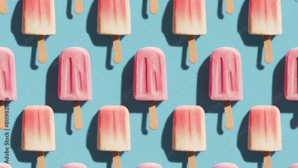 Chill Out Popsicle Ice Cream Pattern on Bright Blue Background Chill Out Popsicle Ice Cream Pattern on Bright Blue Background