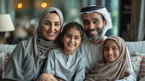 Joyful Middle Eastern Family Portrait  Loving Moments of Togetherness