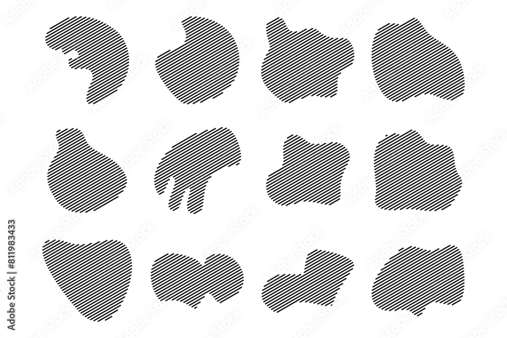 Blobs Abstract Fluid Shape Stripe lines Set Abstract Black Shapes Liquid Shape Elements Random Outline Fluid Shapes. Blobs Abstract Fluid Shape Stripe lines Set Abstract Black Shapes Liquid Shape Elements Random Outline Fluid Shapes.