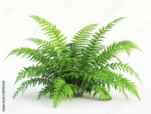 Fern Detailed 3D model of a fern  showing its lush green fronds and nonflowering  sporereproducing structure  isolated on white background  isolated on white background.