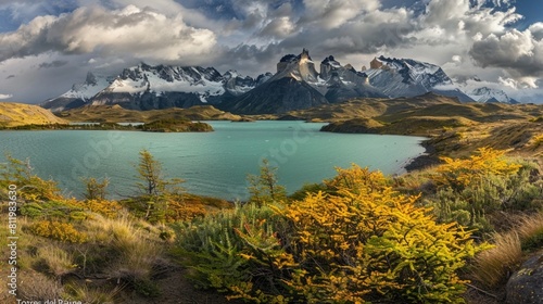 Cordillera Paine and Pehoe Lake in 