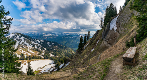 Beautiful mountain tour in spring to the Siplingerkopf from Balderschwang in the Allgau photo