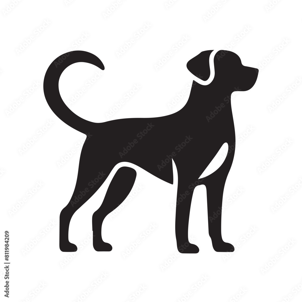 Fototapeta premium isolated black silhouette of a dog collection, Set of dog silhouette vector. Dogs and puppies in different breed, corgi, golden retriever, poses, sitting, standing, jump