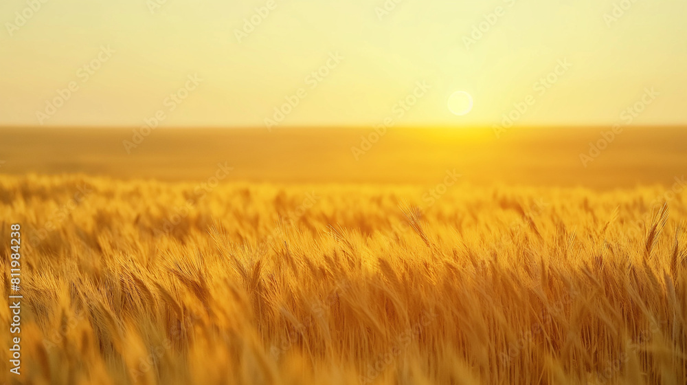 Golden sunset over vibrant wheat field Golden sunset over vibrant wheat field