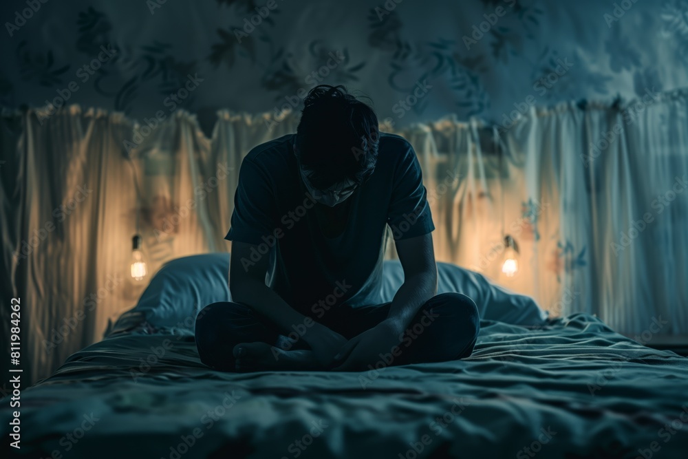 Silhouette of a man sitting near a window depressed, sad and in a bad mood Silhouette of a man sitting near a window depressed, sad and in a bad mood