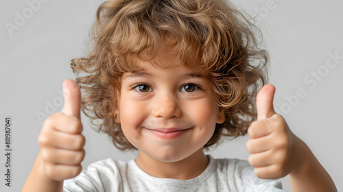 A toddler giving a thumbs up isolated on transparent