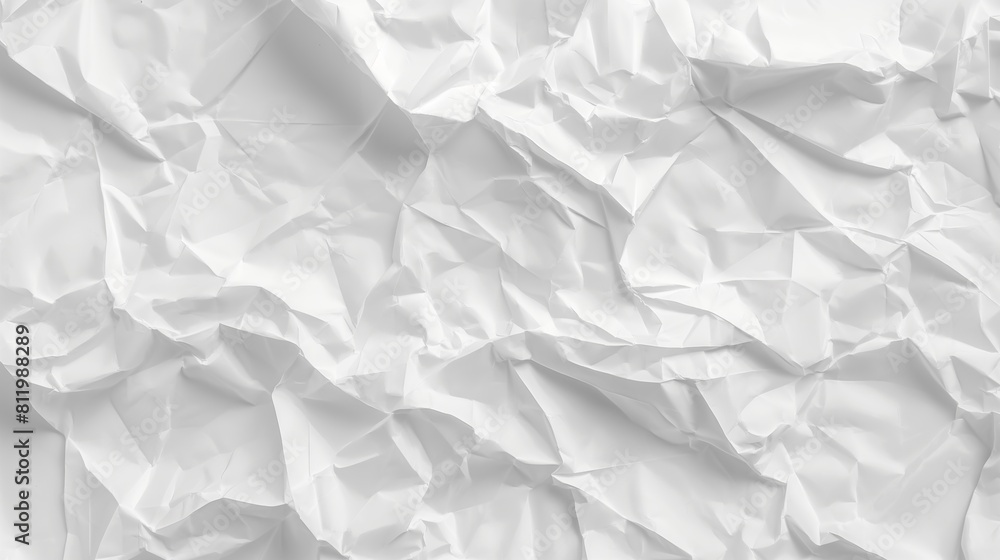 Fototapeta premium White Paper Texture background overlay effect on transparent. Crumpled translucent white paper abstract shape background with space for text.