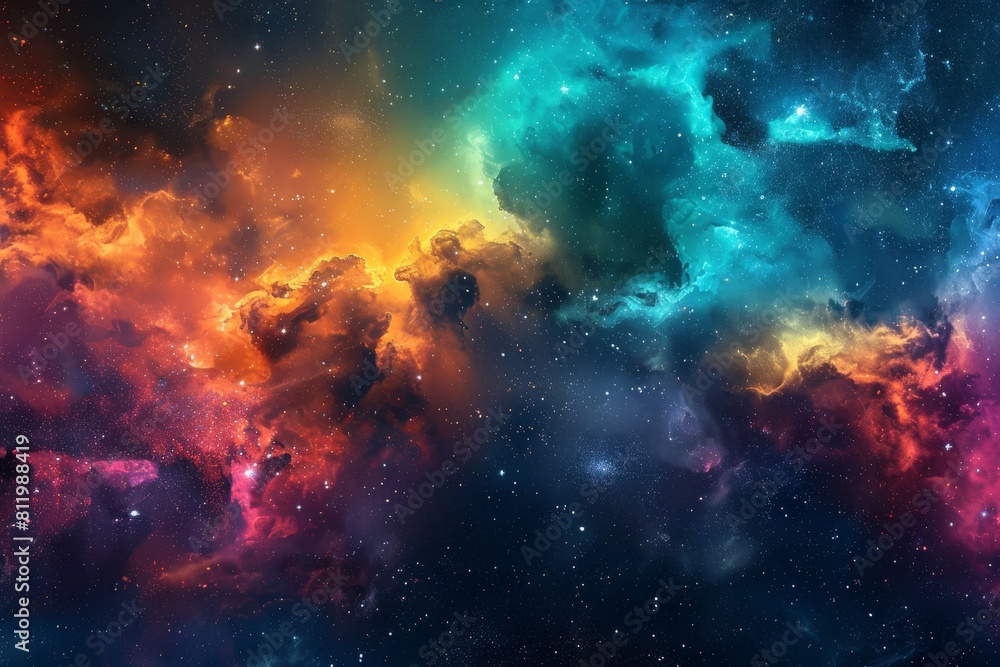 Obraz premium Galaxy in space with clouds, colorful stars on a black background 
