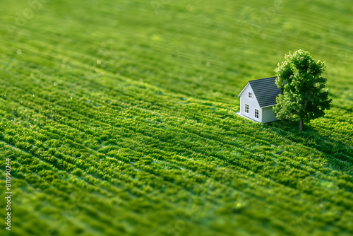 Captivating photograph showing a location icon on a greenfield site, highlighting real estate investment opportunities and potential for a construction project photo