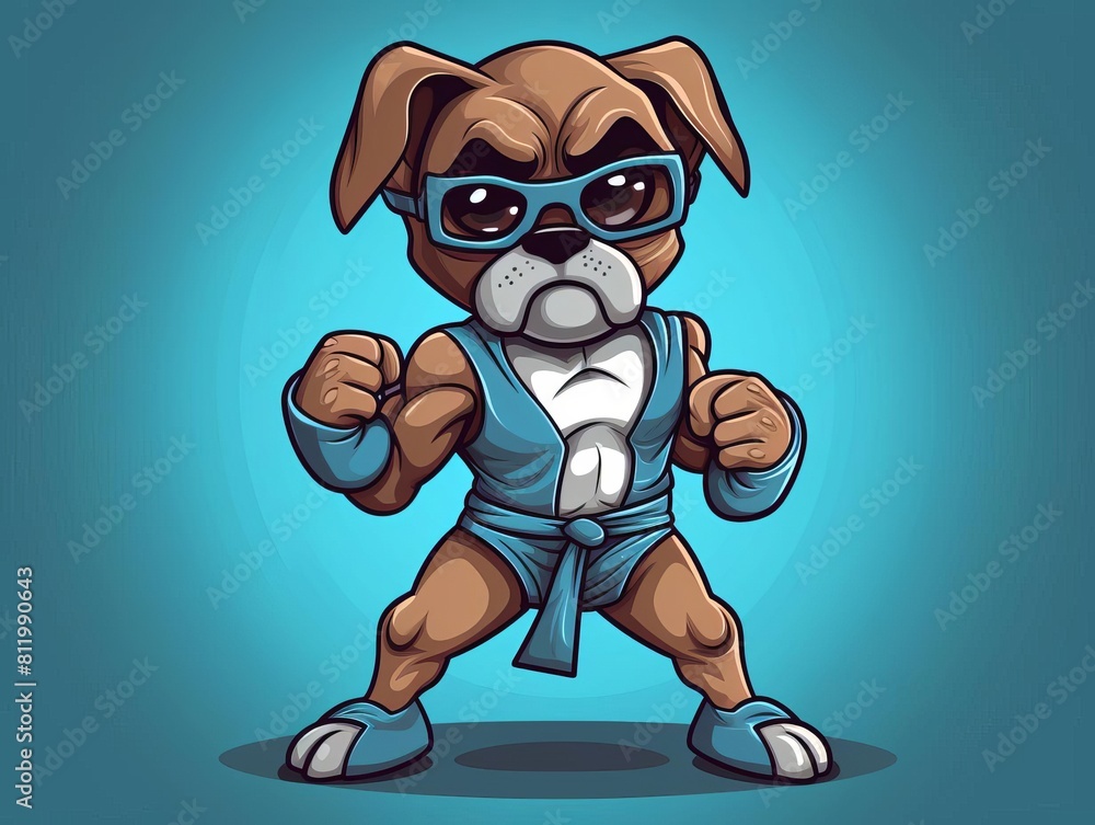 cute 3D boxer fighting flat design front view ring theme animation Complementary Color Scheme. cute 3D boxer fighting flat design front view ring theme animation Complementary Color Scheme.