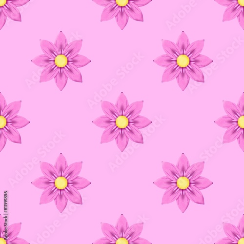 seamless pattern with pink flowers