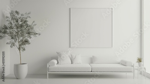 Frame mockup  modern stylish interior in minimalist style  room interior  3D render 