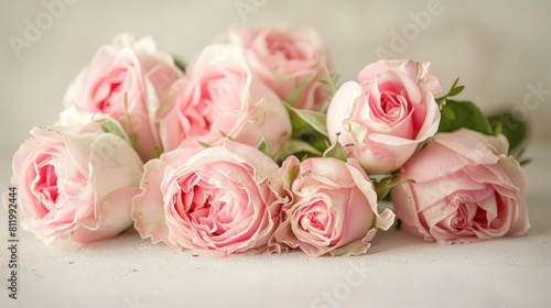 Delicate English roses stand alone in their sweetness set against a vintage white backdrop perfect for Valentine s Day