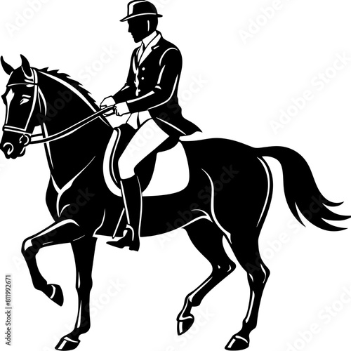 horse-with-rider-in-dressage-competition silhoue 