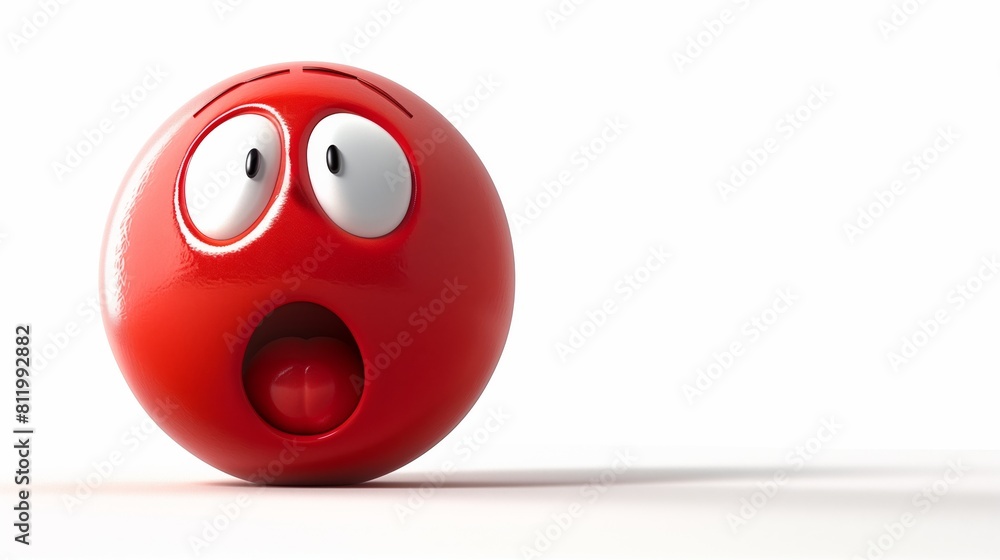 Fototapeta premium A red balloon with a surprised face on a white background