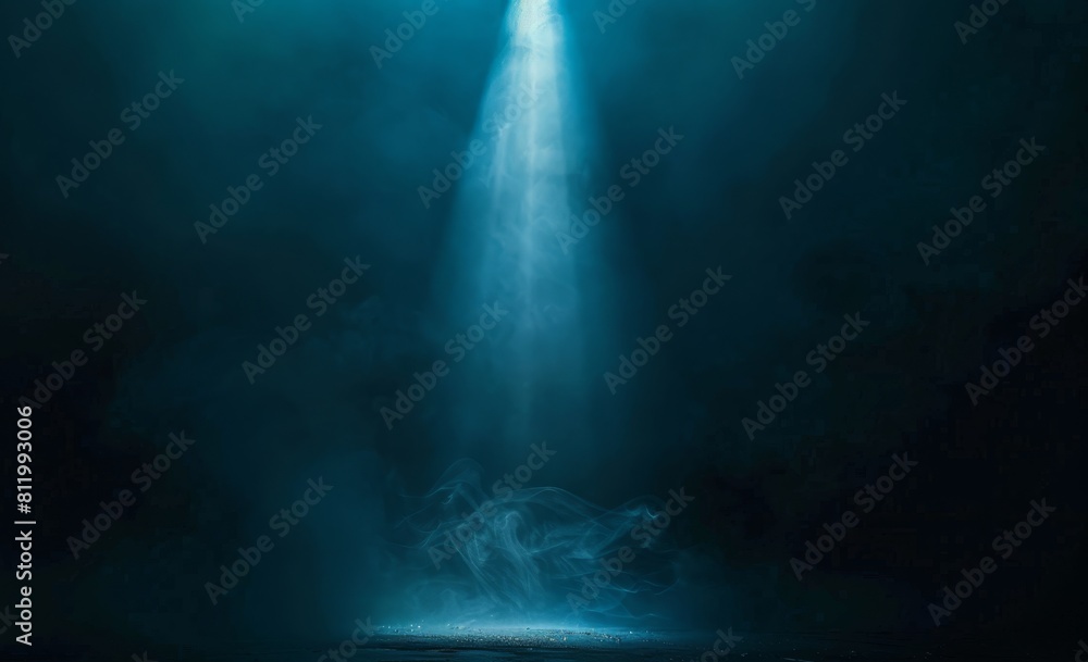Black background with one spotlight beam shining down on the center of it Black background with one spotlight beam shining down on the center of it