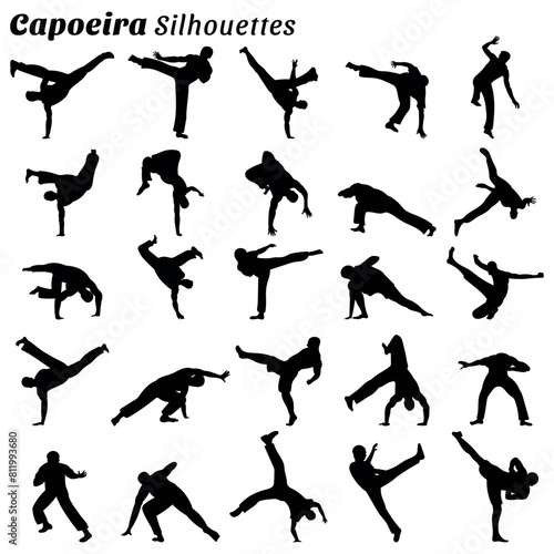Set of capoeira illustration silhouettes