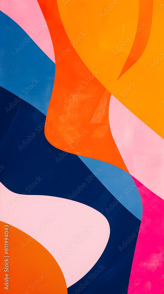 Obraz premium Abstract Simple graphic poster in orange, pink and blue colors